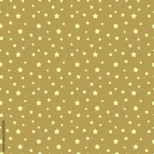 Golden star pattern. Vector seamless background