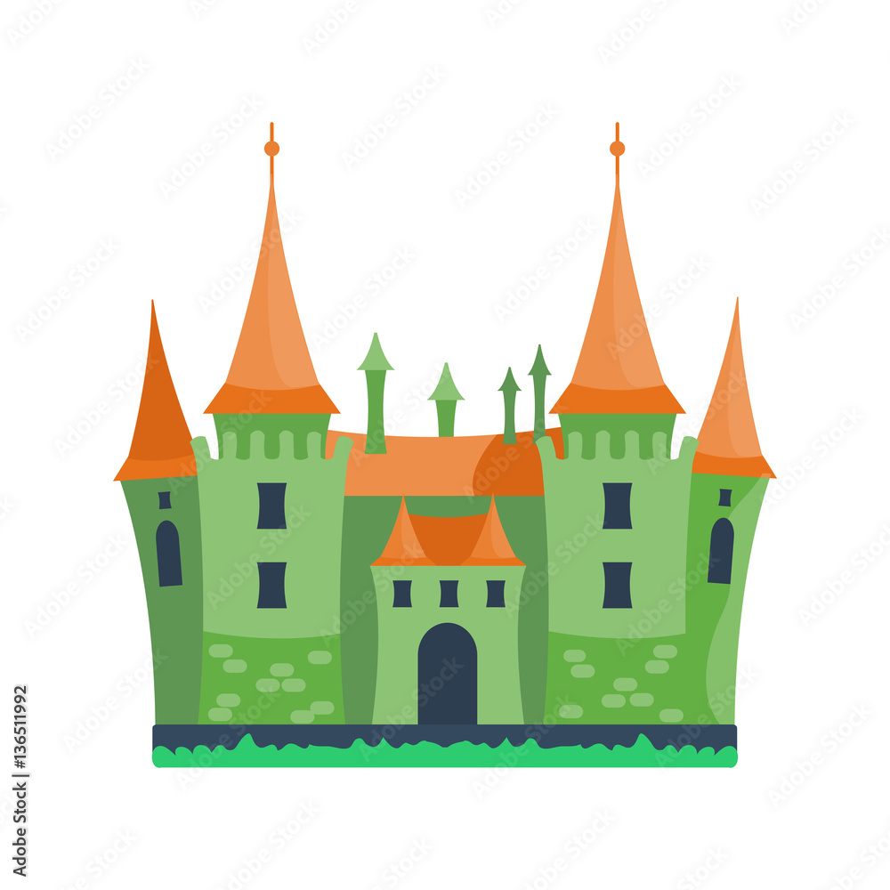 Cartoon castle architecture vector illustration