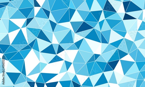 Abstract blue and white light polygonal mosaic background. Low p