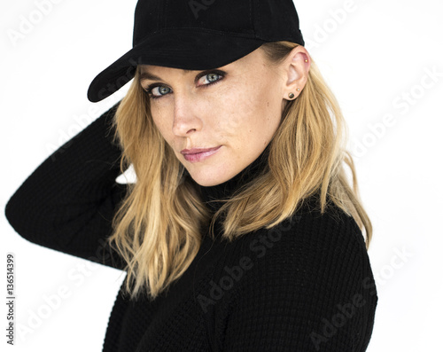 Woman Cheerful Studio Portrait Concept