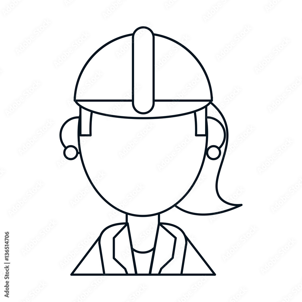 woman work helmet thin line vector illustration eps 10 woman work helmet thin line vector illustration eps 10