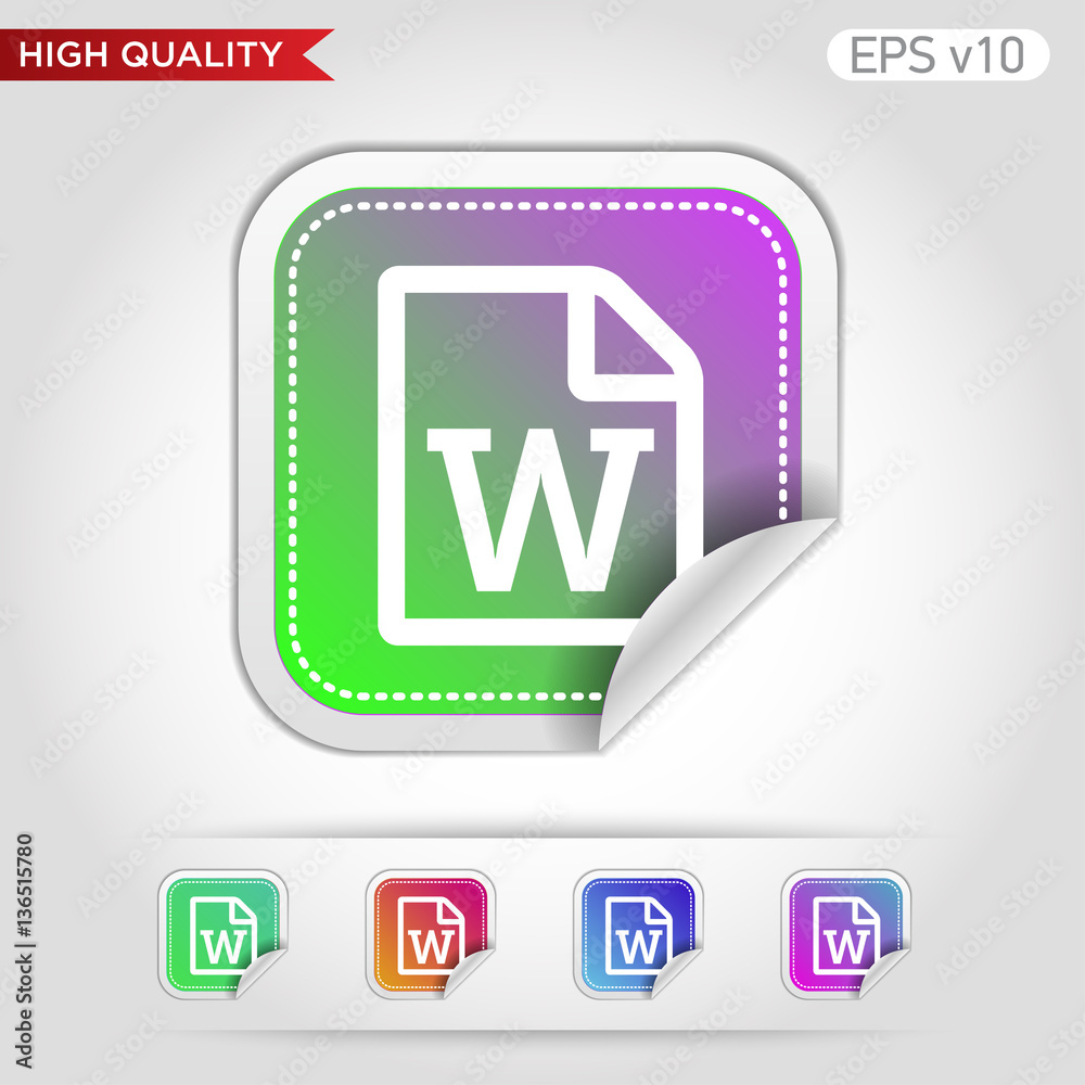 Word file icon. Button with word file icon. Modern UI vector. Word file icon. Button with word file icon. Modern UI vector.