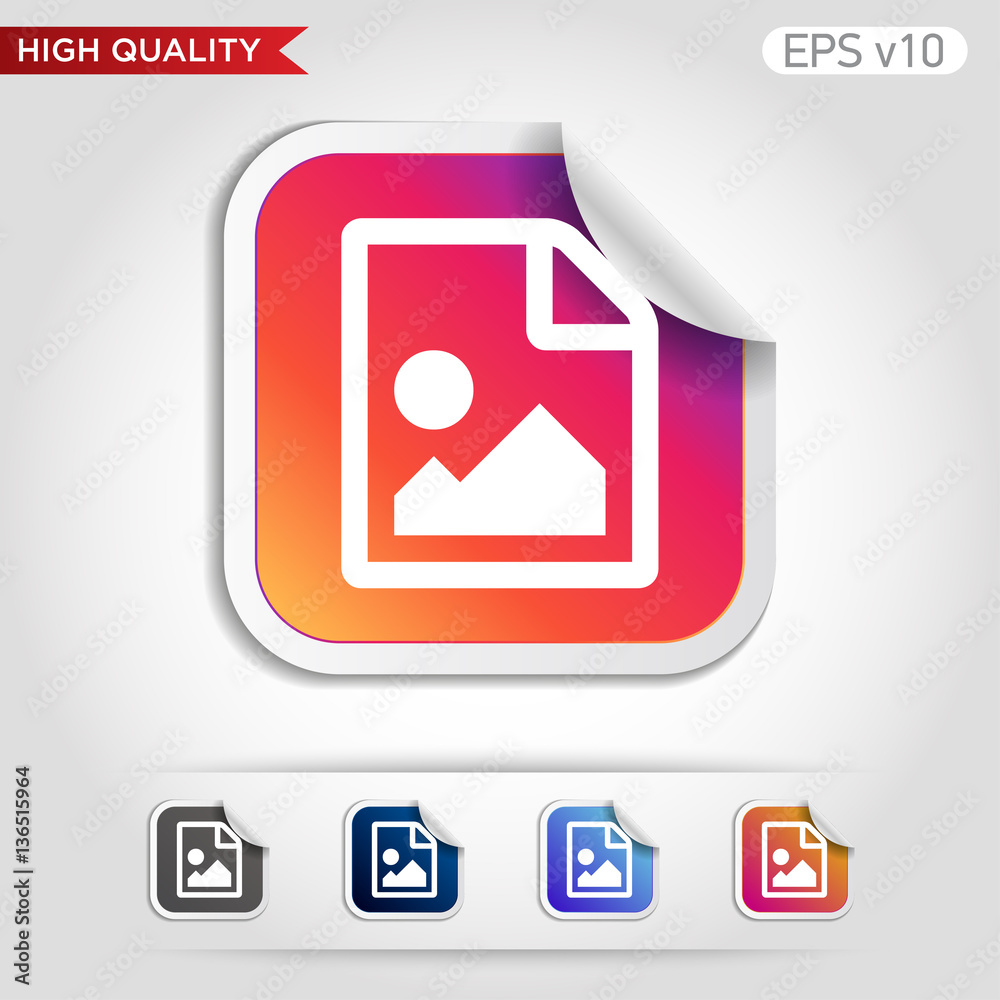 Image file icon. Button with image file icon. Modern UI vector.