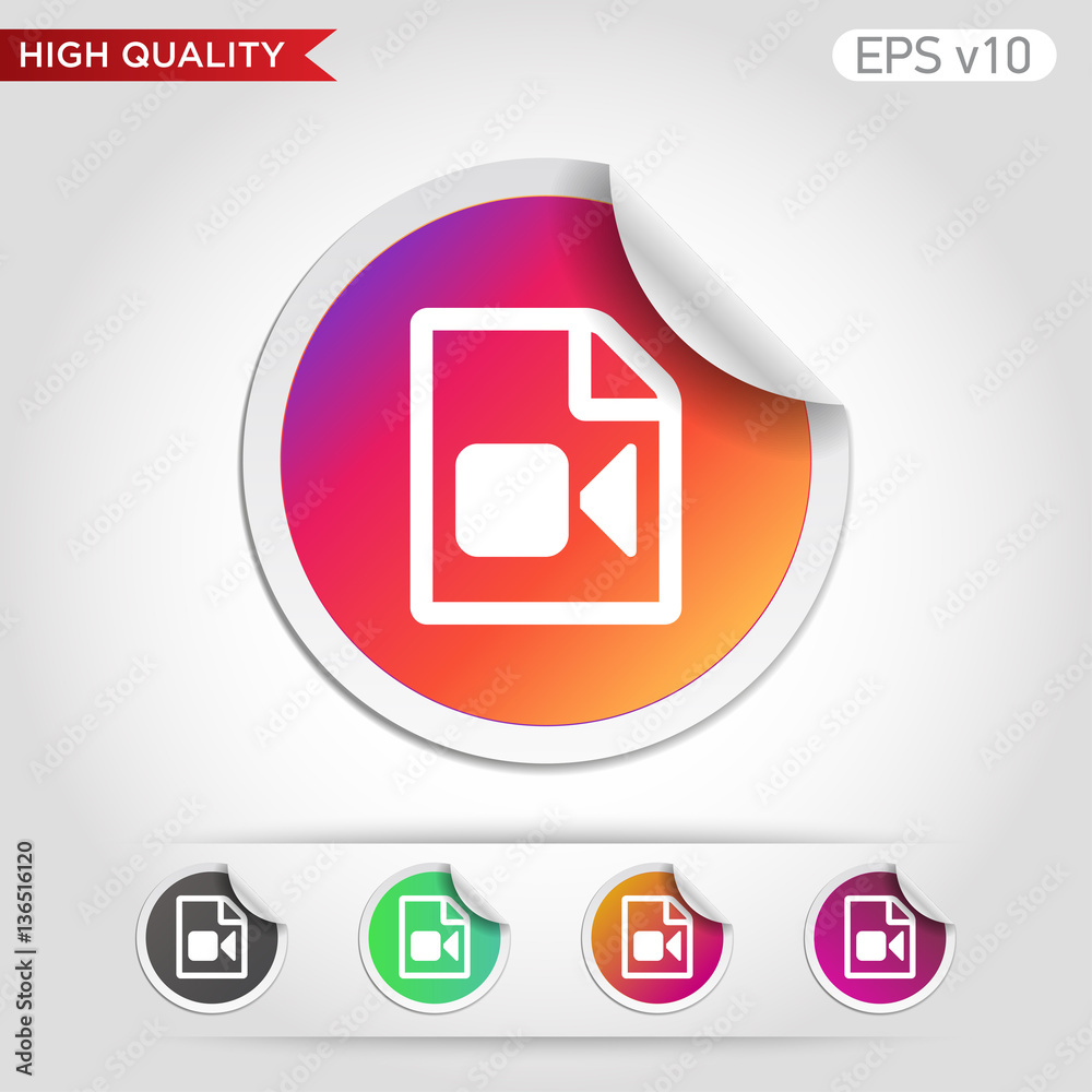 Video file icon. Button with video file icon. Modern UI vector. Video file icon. Button with video file icon. Modern UI vector.