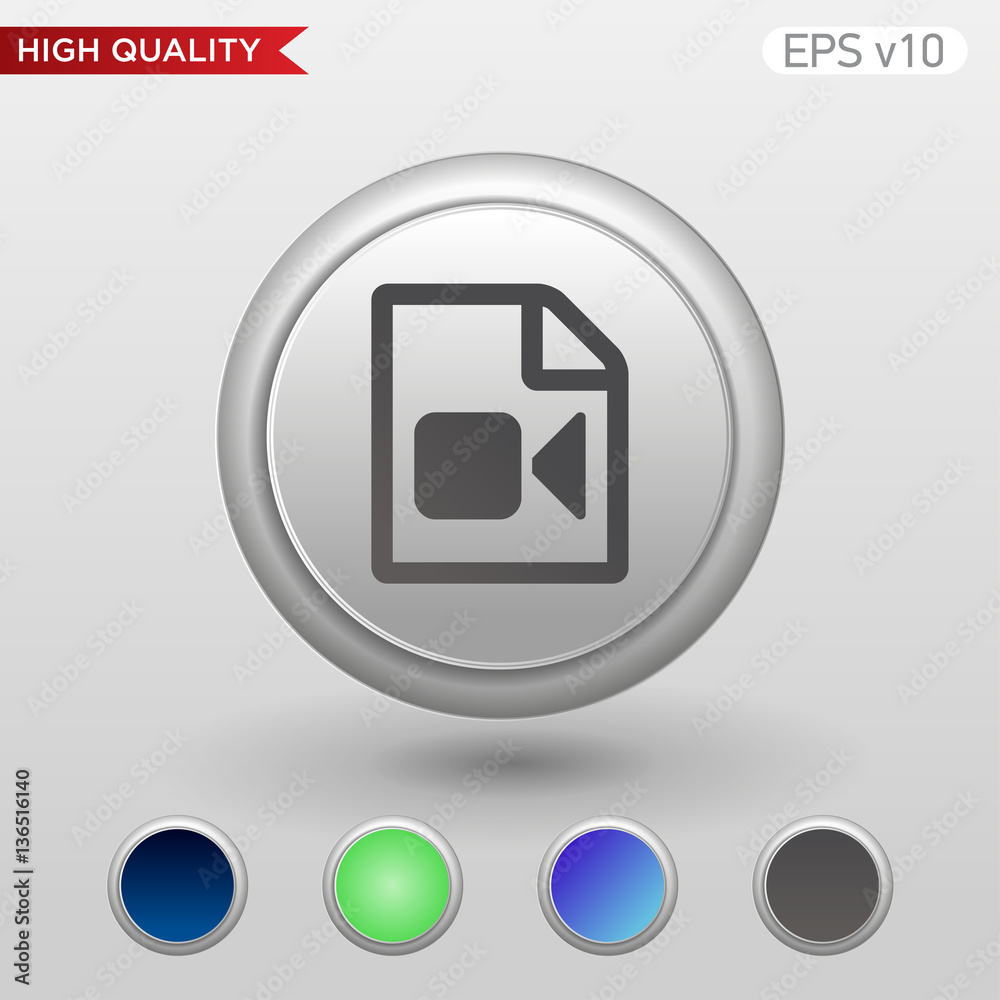 Video file icon. Button with video file icon. Modern UI vector. Video file icon. Button with video file icon. Modern UI vector.