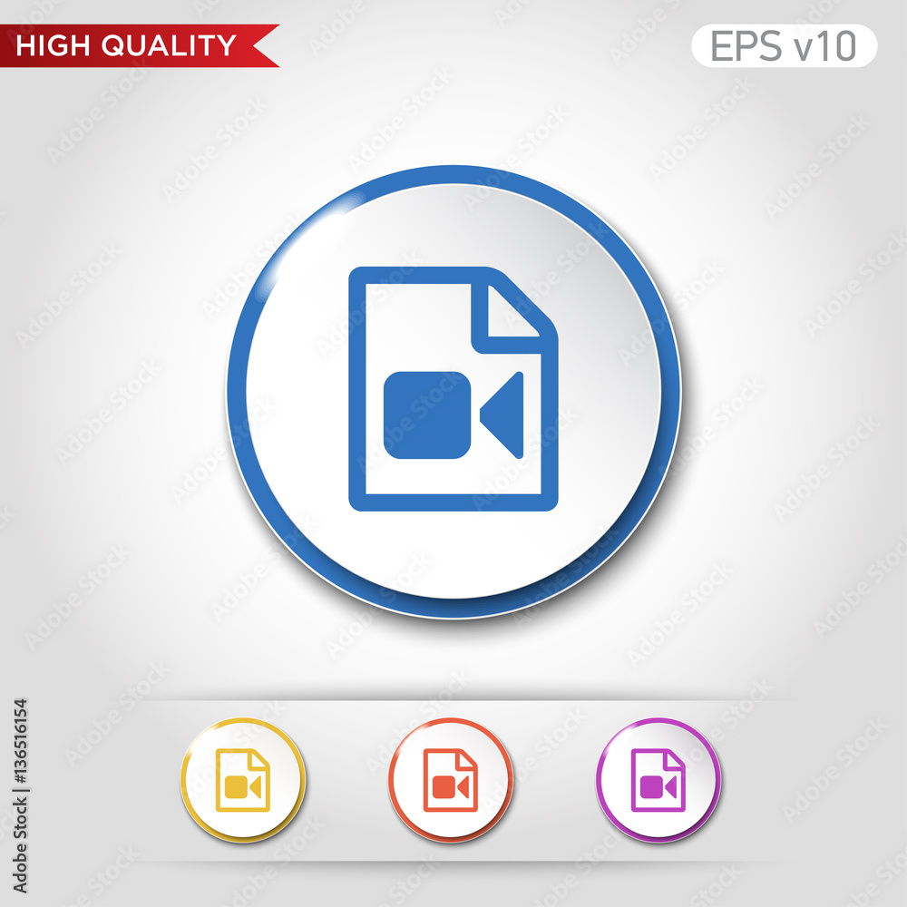 Video file icon. Button with video file icon. Modern UI vector. Video file icon. Button with video file icon. Modern UI vector.