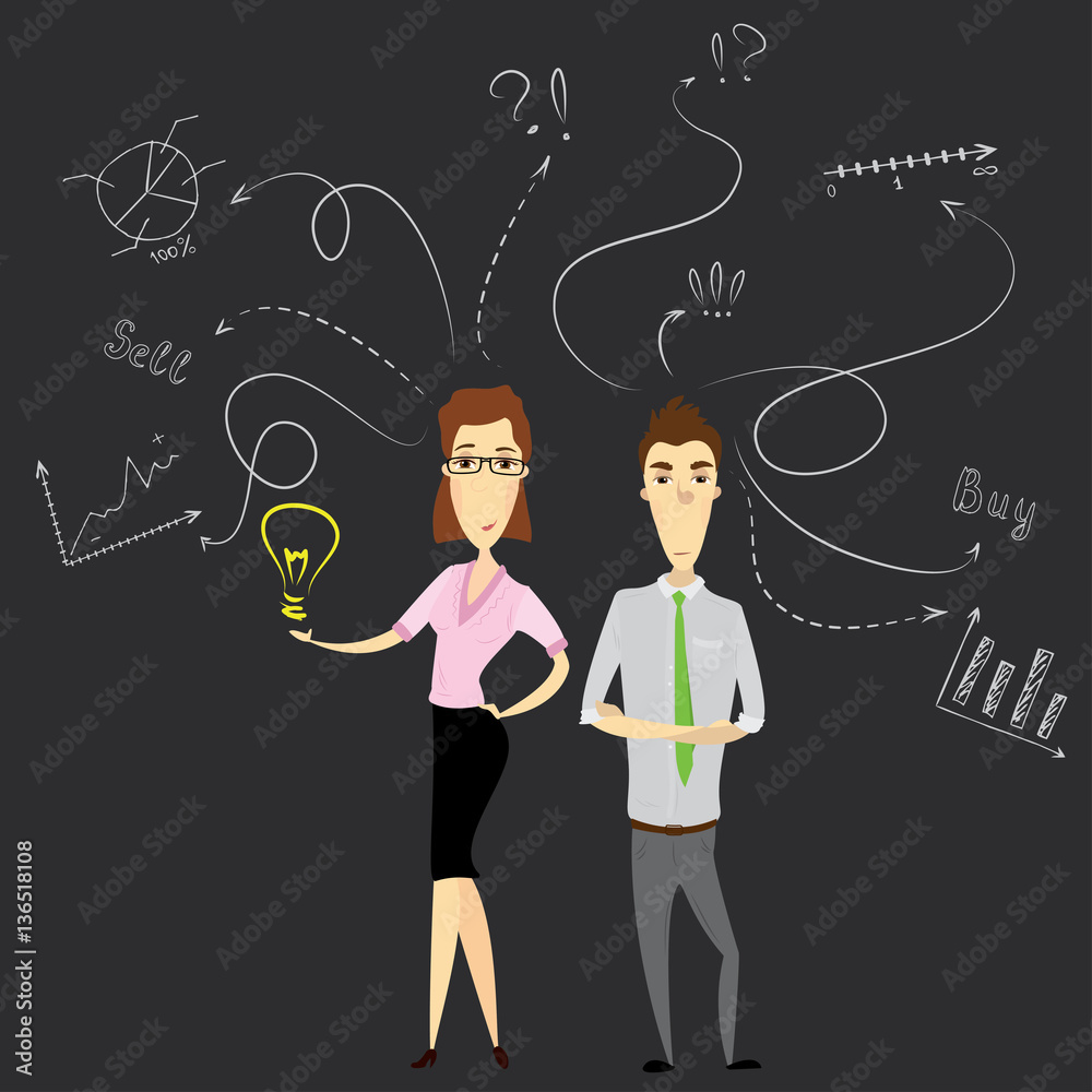 Businesswoman and business man or office workers Businesswoman and business man or office workers