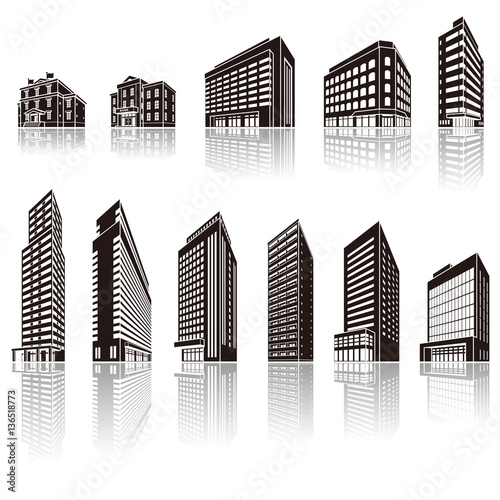 建物の影のイラスト / 立体図形