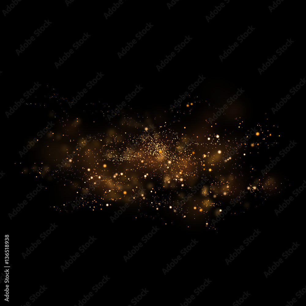 Gold glittering star light and bokeh.Magic dust abstract  - obrazy, fototapety, plakaty 