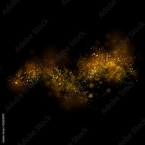 Gold glittering star light and bokeh.Magic dust abstract 