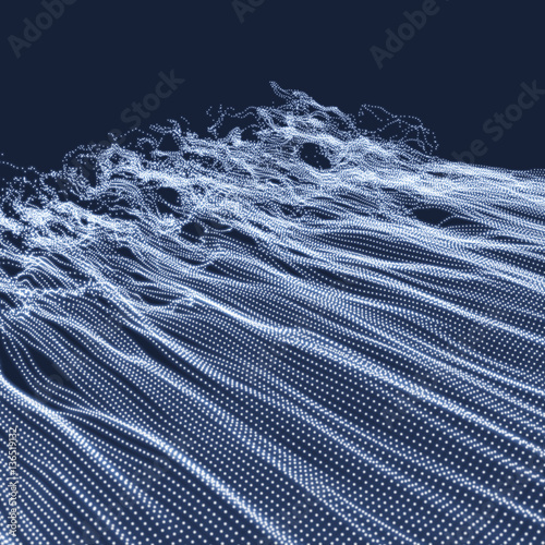 Wave Background. Ripple Grid. Network Design with Particle.