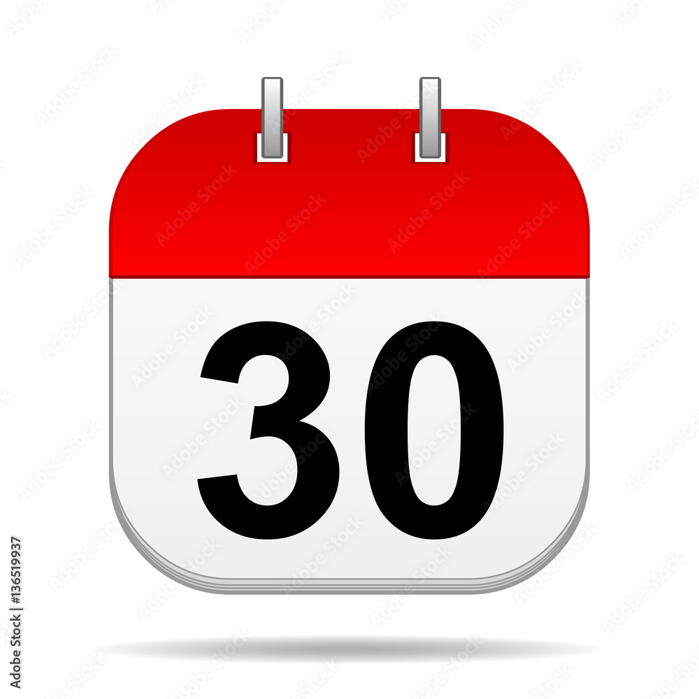 30 on blank calendar icon 30 on blank calendar icon