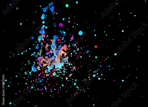 Black Light Colorful Paint Splash Background