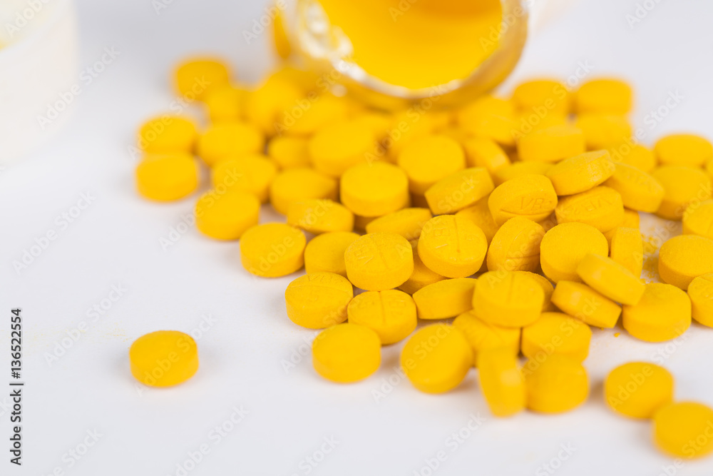 Vitamin B pills on the white background. Vitamin B pills on the white background.