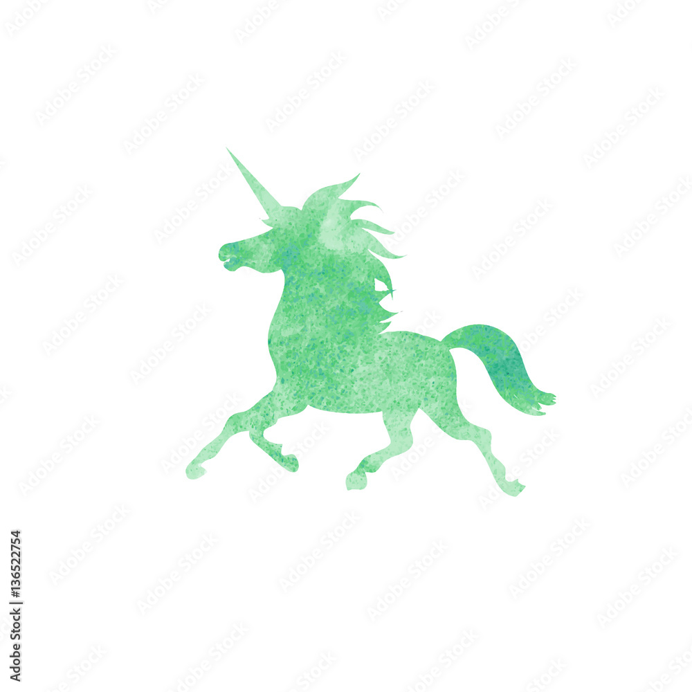 Fototapeta premium Unicorn watercolor silhouettes icon 