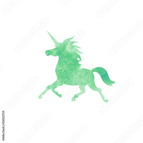 Unicorn  watercolor silhouettes icon  