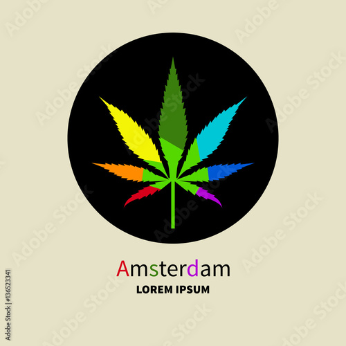 Rainbow cannabis leaf