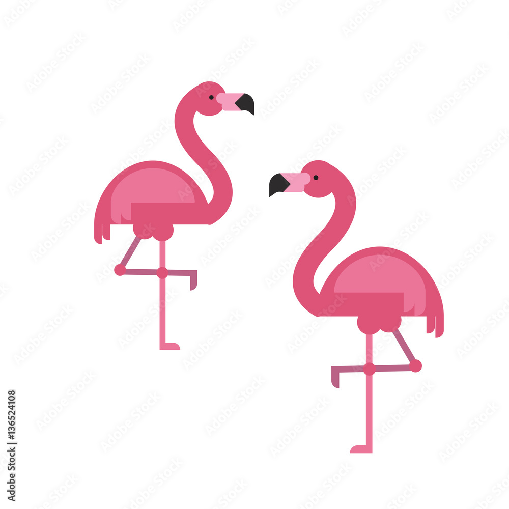 Two flamingoes vector illustration in flat style Two flamingoes vector illustration in flat style