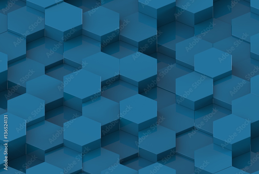Blue Hexagon Background Texture. 3d render