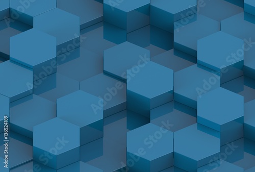 Blue Hexagon Background Texture. 3d render