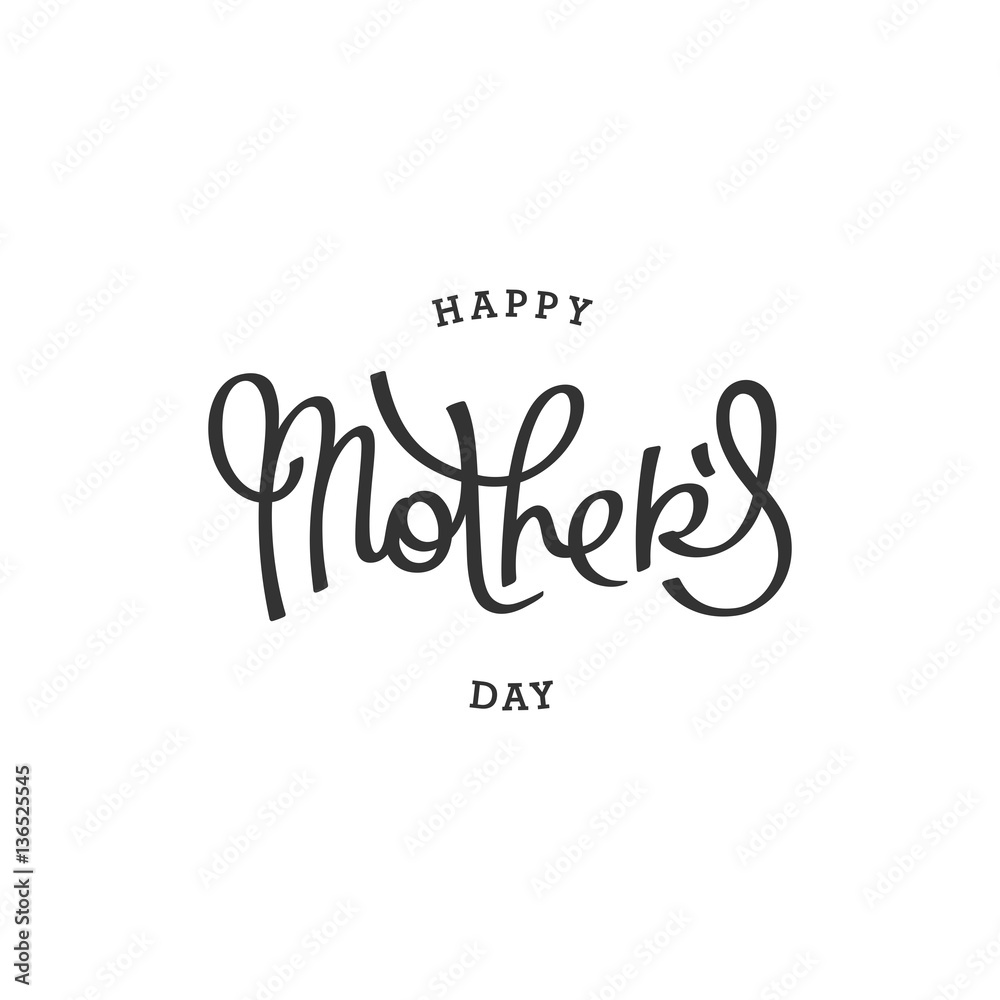 Happy Mothers Day. Plain handwritten calligraphy composition.
 Vector template for festive design.