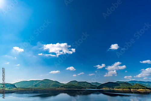 Wallpaper Mural Lake with mountain and blue sky background Torontodigital.ca