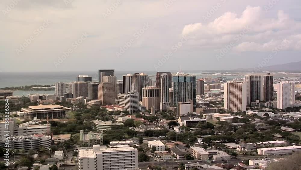 Elevated View of Honolulu towards Diamond Head, Hawaii Elevated View of Honolulu towards Diamond Head, Hawaii