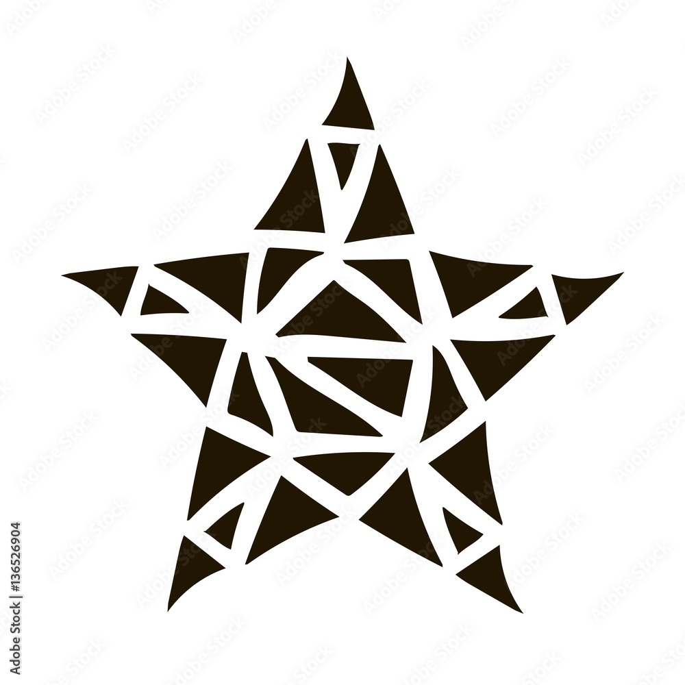 Designed vector icon of star сonsisting of black triangles on the white background Designed vector icon of star сonsisting of black triangles on the white background
