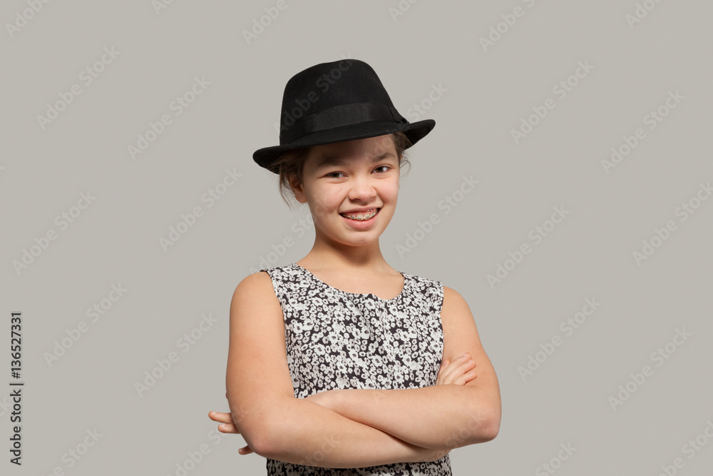 Sweet girl with black hat