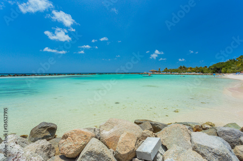 Flamingo beach at Aruba island