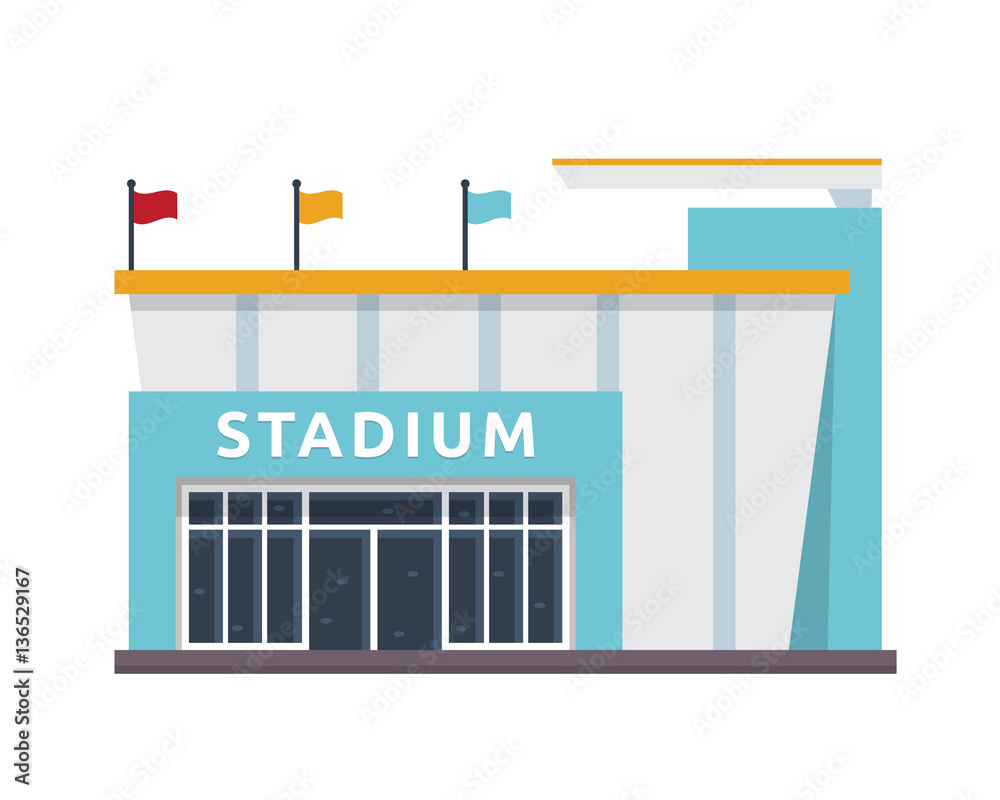 Modern Flat Commercial Government Office Building, Suitable for Diagrams, Infographics, Illustration, And Other Graphic Related Assets -    Sports Stadium