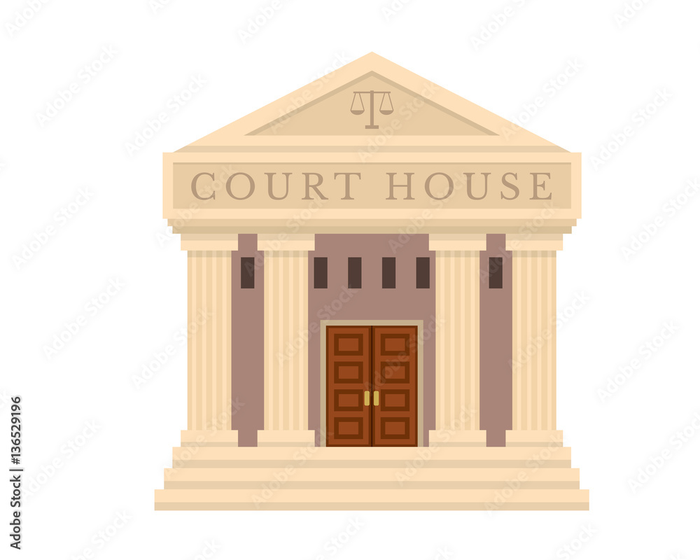 Fototapeta premium Modern Flat Commercial Government Office Building, Suitable for Diagrams, Infographics, Illustration, And Other Graphic Related Assets - Court House