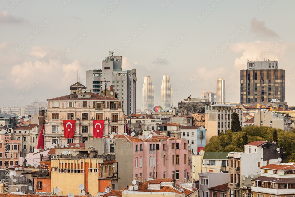 Naklejka premium Sunset view from Galata tower, Istanbul, Turkey.