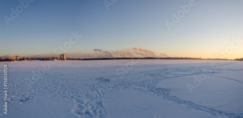 Panorama of the Novolipetsk metallurgical combine. Frost - 25. Photos from the ice of the Voronezh river