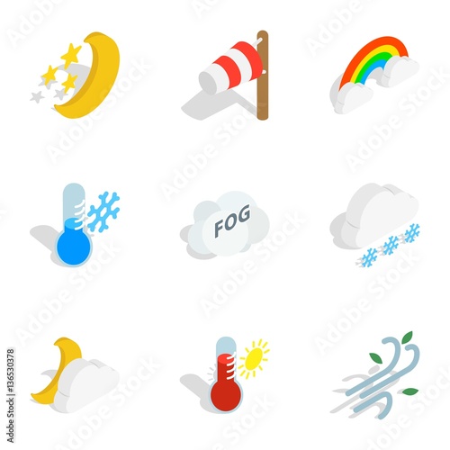 Weather icons, isometric 3d style