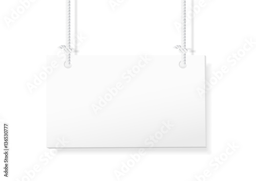 Blank hanging sign on white background. vector