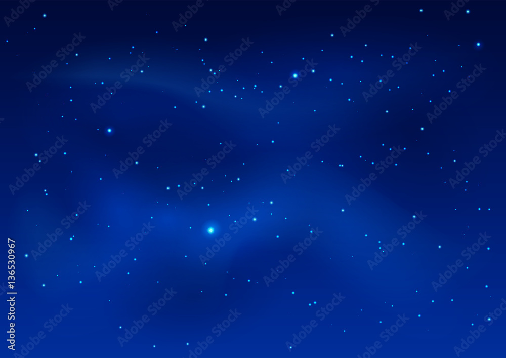 Blue dark night sky and stars