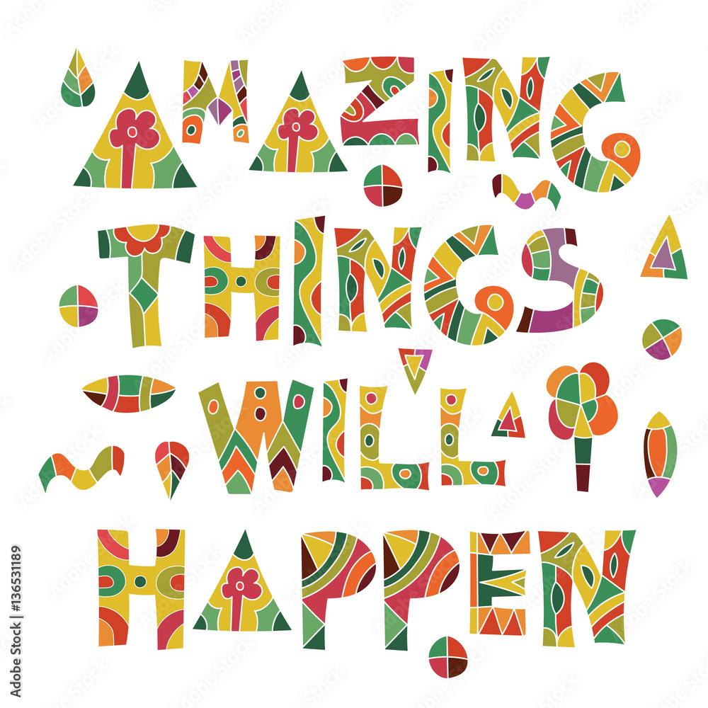 Bright lettering with hand drawn font