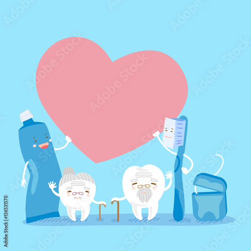 old tooth couple with heart