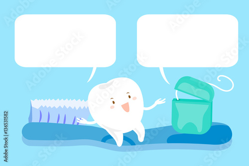 cartoon tooth with speech bubble