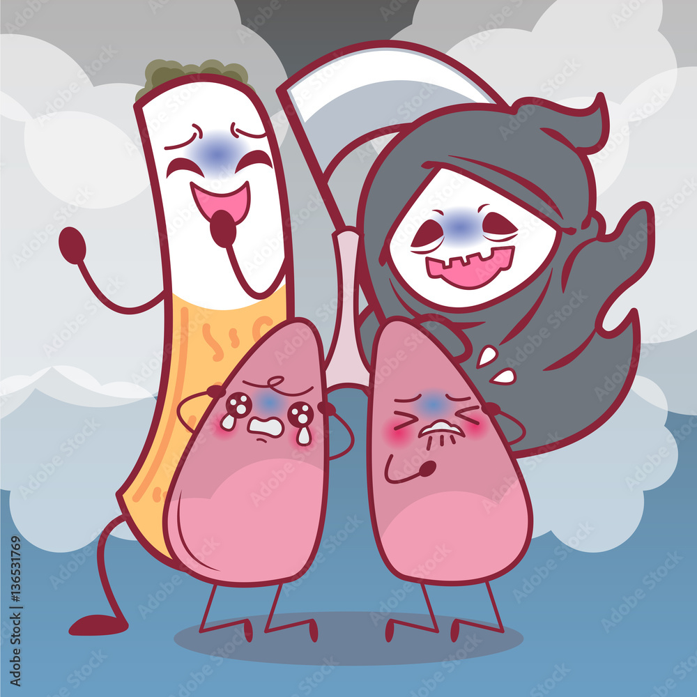 Fototapeta premium cartoon lung feel scare