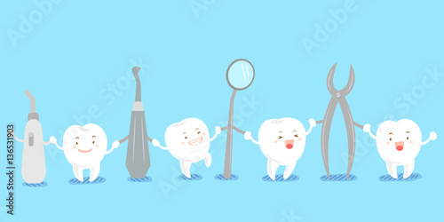 cute cartoon tooth with tool