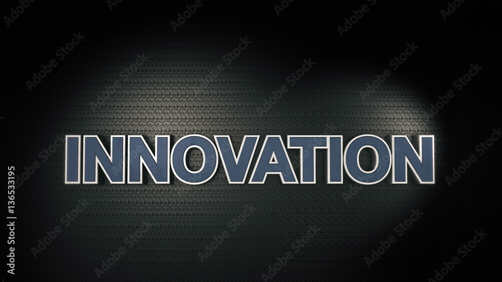 Metal 3D Text Innovation with reflection and light Metal 3D Text Innovation with reflection and light