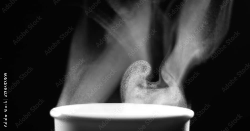 Tasse mit Wasserdampf, Heißgetränk
