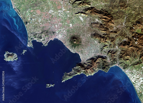 Italy from Landsat satellite. Elements of this image furnished by NASA