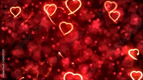 Drawing Heart Shapes Motion Background Animation - Loop Red