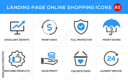 Flat line design concept icons for online shopping, website banner and landing page