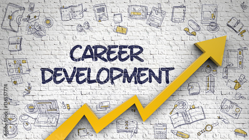 Career Development Drawn on White Brick Wall. 