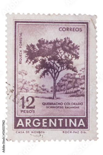 ARGENTINA - CIRCA 1964: A stamp printed in shows Red Q