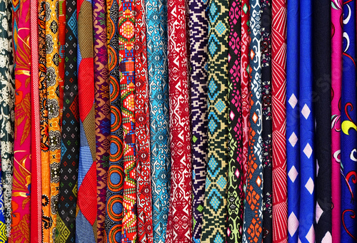 Textiles for sale in a market of Kuala Lumpur, Malaysia, Asia